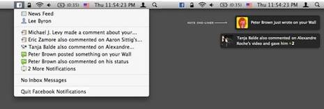 Alertas de Facebook en Mac OS X
