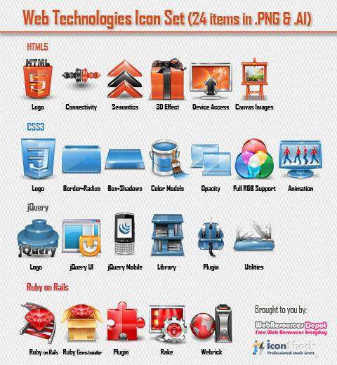 24 iconos html5 css3 y jquery