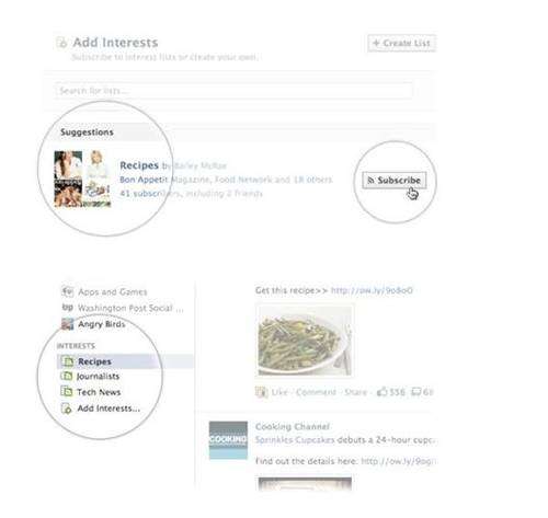 Listas de intereses de Facebook