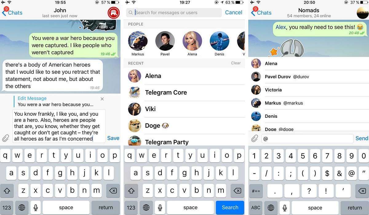 Edita mensajes de Telegram, nuevas menciones y mucho más