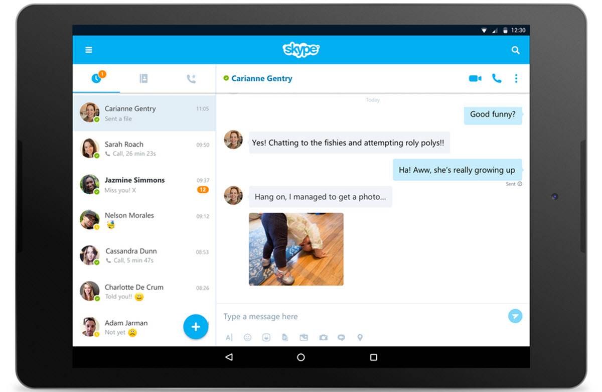 Nueva interfaz de Skype para Android en las tablets